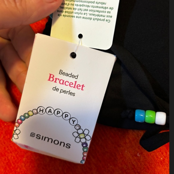 Black bead and drawstring bandeau bikini top NWT - Picture 8 of 12